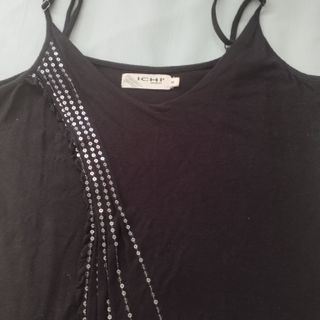 Camiseta ICHI negra con lentejuelas Talla M