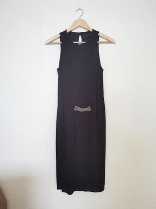 Vestido Negro Zara Talla S con Aplique