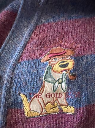 Cardigan bimbo a righe con cane