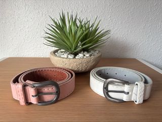 Cinture in pelle sintetica 95cm (Rosa e Bianco)