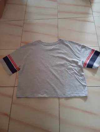 Camiseta Gris con Bandera USA Talla S