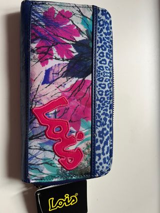 Monedero Lois floral azul y rosa