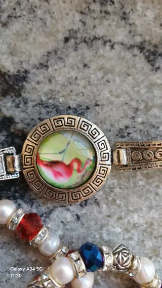 Conjunto Pulseras Perlas y Dijes