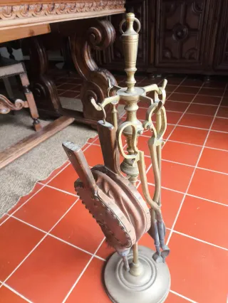 Conjunto Acessórios Lareira Metal Madeira