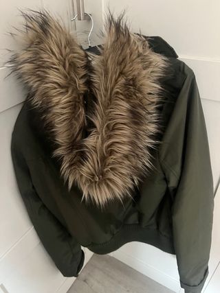 Chaqueta Hollister verde aviador forro pelo XL