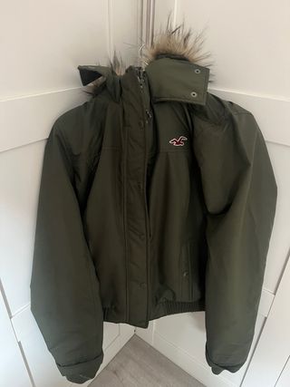 Chaqueta Hollister verde aviador forro pelo XL