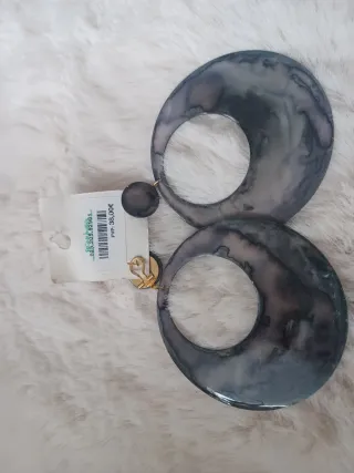 Pendientes Peris Aro Círculo Gris Negro