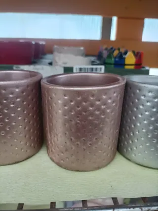 Set 6 Mini Vasi Ceramica Rosa-Argento