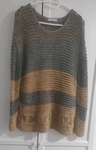 Jersey Zara calado tonos caqui talla M