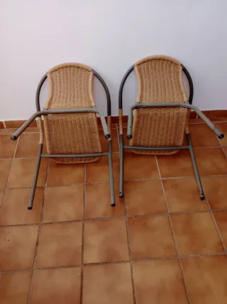 2 Sillas Terraza Mimbre y Metal