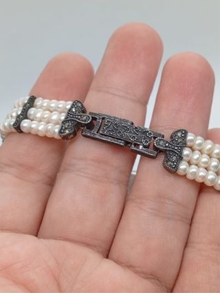 Reloj Plata 925 Pulsera Perlas Auténticas