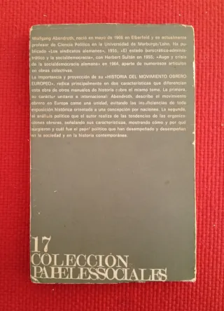 Historia social del movimiento obrero europeo.