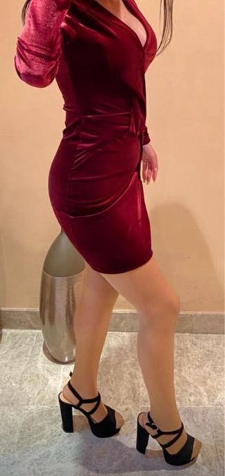 Vestido Terciopelo Granate Fiesta.