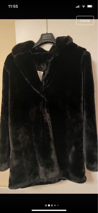 Abrigo de pelo negro talla única