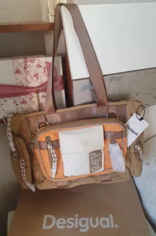 Bolso Desigual Original Beige y Naranja