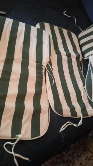 Cojines para silla a rayas verdes y blancas