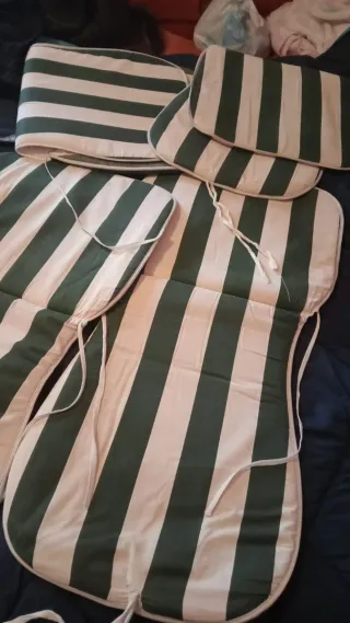 Cojines para silla a rayas verdes y blancas