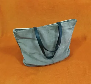 Bolso Dayaday Piel y Lana Azul y Blanco