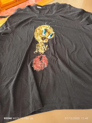 Camiseta Negra Tweety Lentejuelas