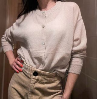 Cardigan Zara Beige Lana Ligero Talla M