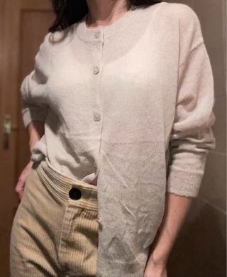 Cardigan Zara Beige Lana Ligero Talla M