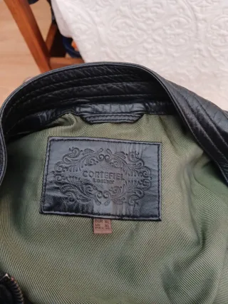 Chaqueta de piel Cortefiel Negra Talla XL