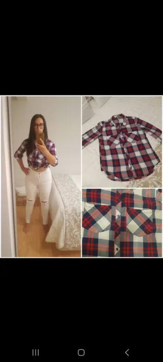 Camisa de cuadros roja y azul