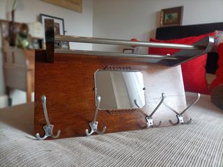 Perchero Vintage Madera y Metal con Espejo