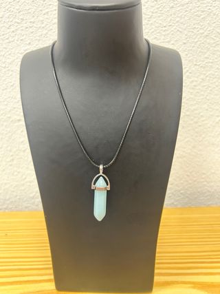 Collar Piedra Azul Acero Plateado