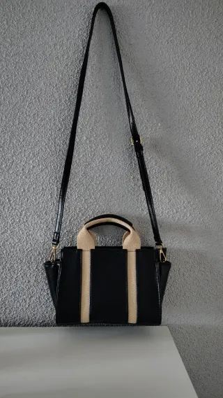 Bolso Negro Beige Bandolera