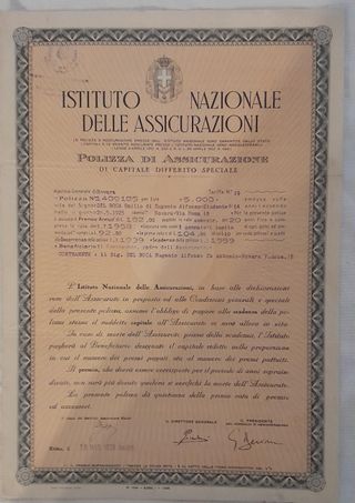 Polizza Assicurazione INA Capitale Differito