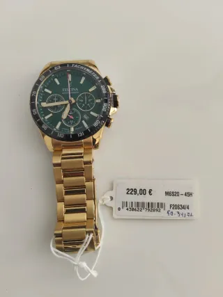 Reloj Festina Cronógrafo Dorado Esfera Verde
