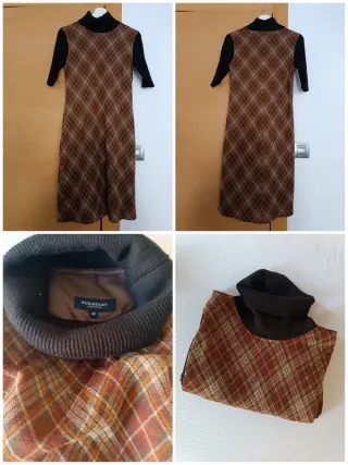 Vestido Burberry cuadros lana (talla pequeño)