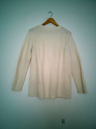 Jersey Mango Punto Trenzado Blanco Talla M