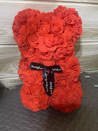 Lote 2 Ositos Flores Artificiales Rojos