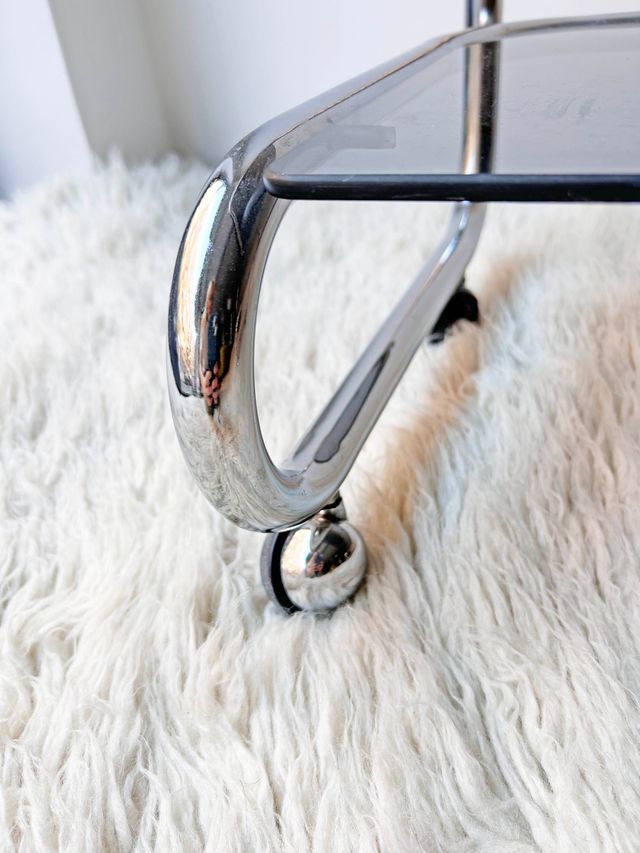 CAMARERA MESITA AUXILIAR CROMADA, AÑOS 70