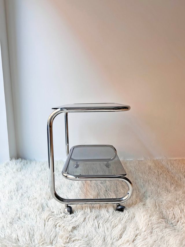 CAMARERA MESITA AUXILIAR CROMADA, AÑOS 70