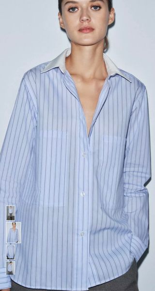 Camisa Zara Rayas Azul y Blanca Talla XS