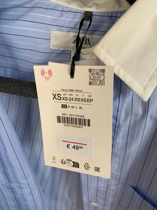 Camisa Zara Rayas Azul y Blanca Talla XS