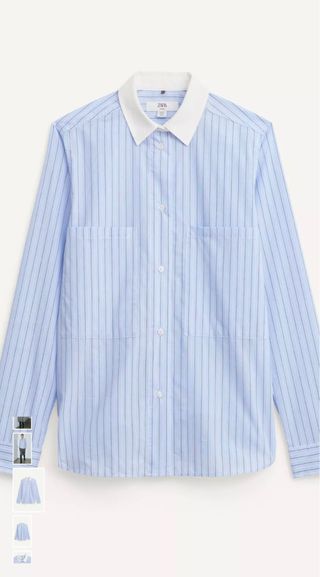 Camisa Zara Rayas Azul y Blanca Talla XS