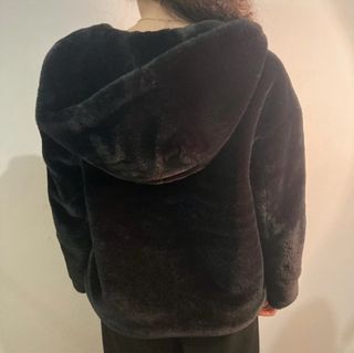 Zara Pelliccia Sintetica Nera Cappuccio