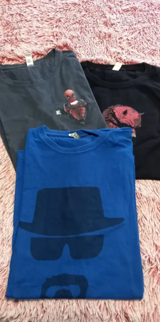 Lote 3 Camisetas Hombre (Negra, Azul, Gris)