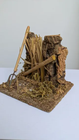 Fienile per presepe - scena rurale con fieno