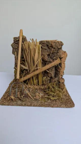 Fienile per presepe - scena rurale con fieno