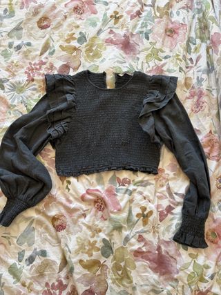 Blusa Crop Top Zara Gris