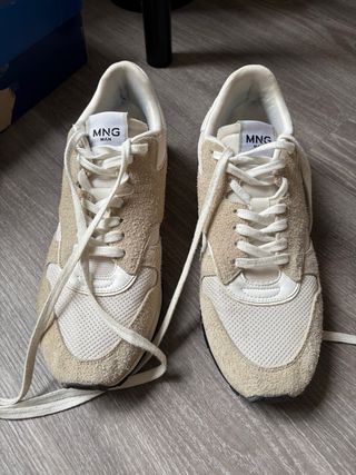 Zapatillas Mango Talla 44 Beige/Blanco