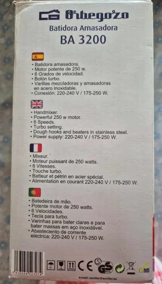 Batidora amasadora Orbegozo BA 3200