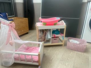 Set Juguetes Niña Cuna Cambiador Bañera