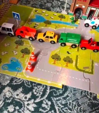 Juego de construcción tren y helicóptero