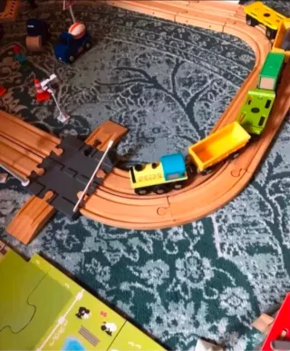 Juego de construcción tren y helicóptero